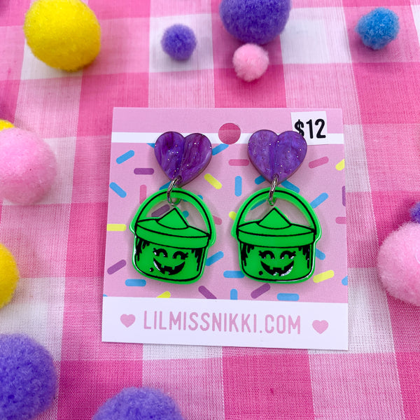 Halloween maccas bucket earrings