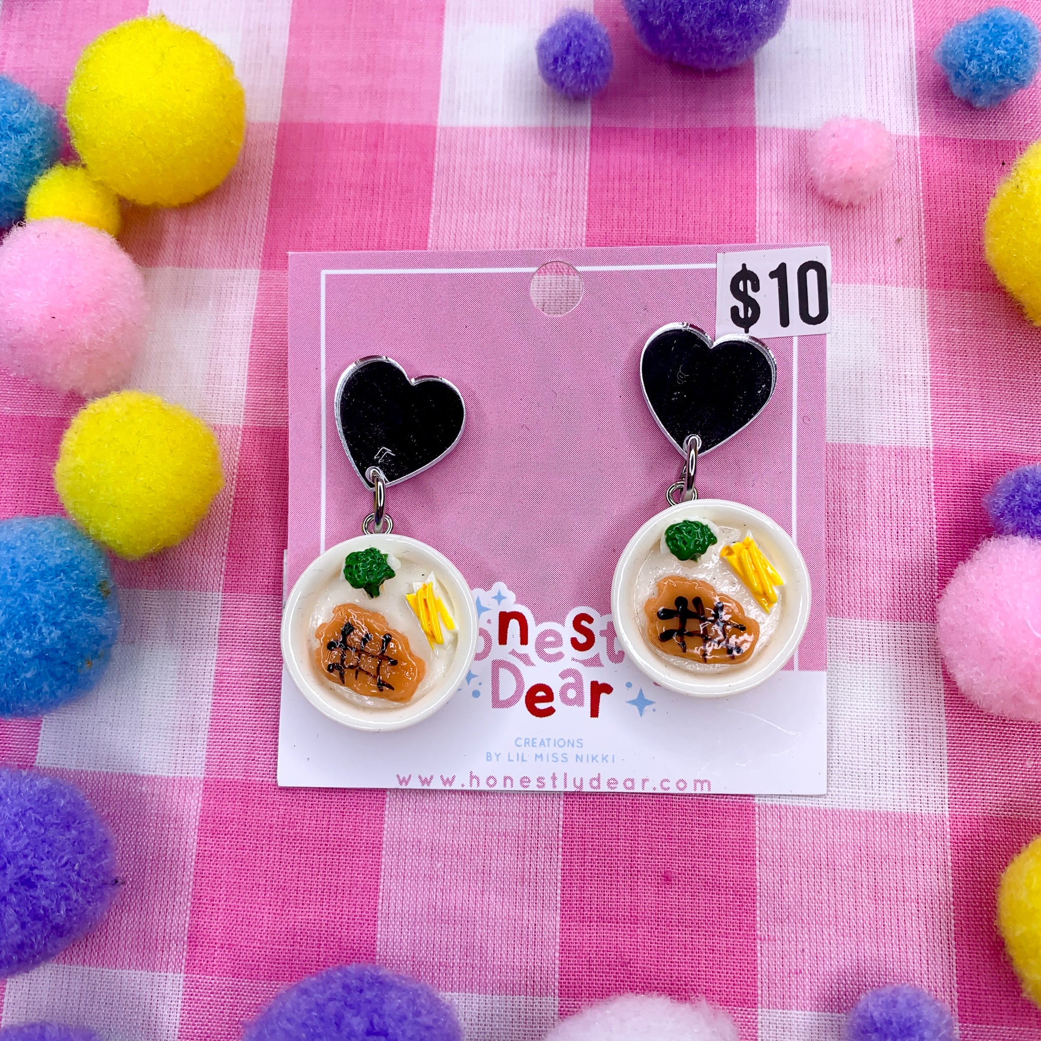 Ramen meal earrings