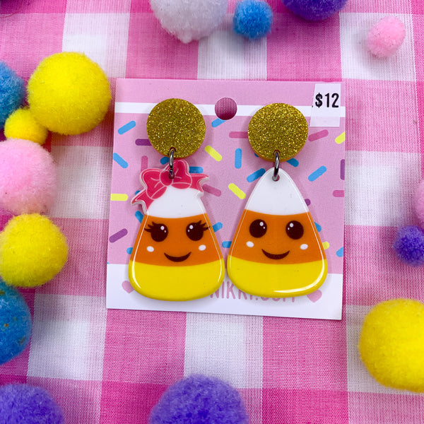 kawaii candy corn earrings