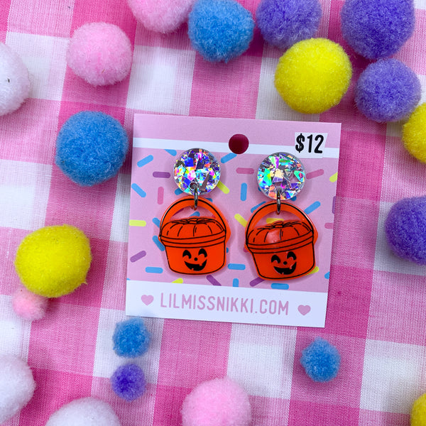 Halloween maccas bucket earrings