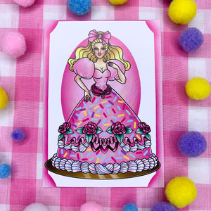 Barbie Cake! : Postcard mini print - Barbie Doll Cake