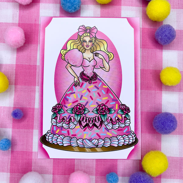 Barbie Cake! : Postcard mini print - Barbie Doll Cake