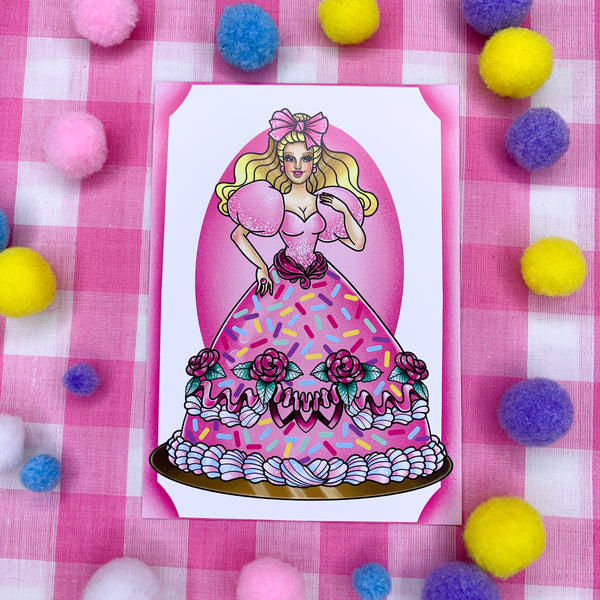 Barbie Cake! : Postcard mini print - Barbie Doll Cake