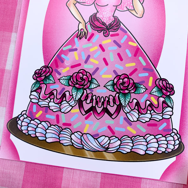 Barbie Cake! : Postcard mini print - Barbie Doll Cake