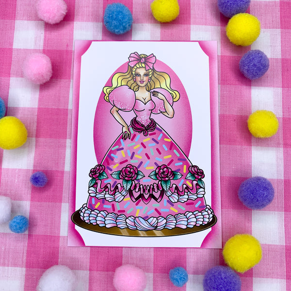 Barbie Cake! : Postcard mini print - Barbie Doll Cake