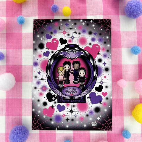 Pocket sized Adams Family! : Postcard mini print - Polly Pocket