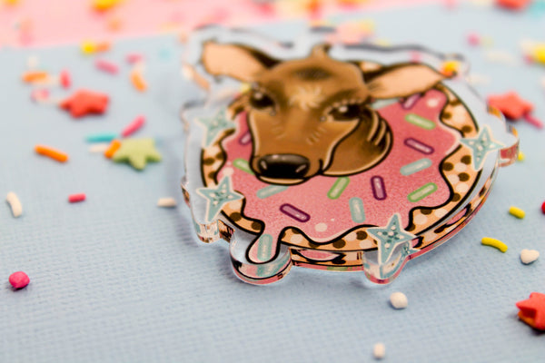 Donut Have a cow!- Laser Cut Illustrated Acrylic Brooch