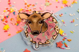 Donut Have a cow!- Laser Cut Illustrated Acrylic Brooch