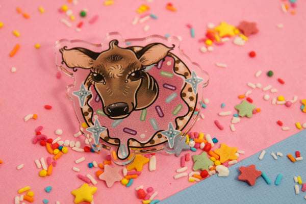 Donut Have a cow!- Laser Cut Illustrated Acrylic Brooch