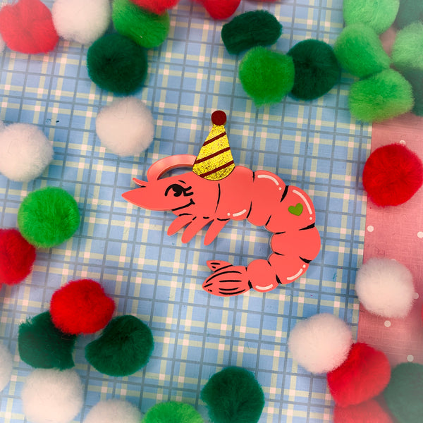 Party Prawn Prancer - deluxe brooch Special edition