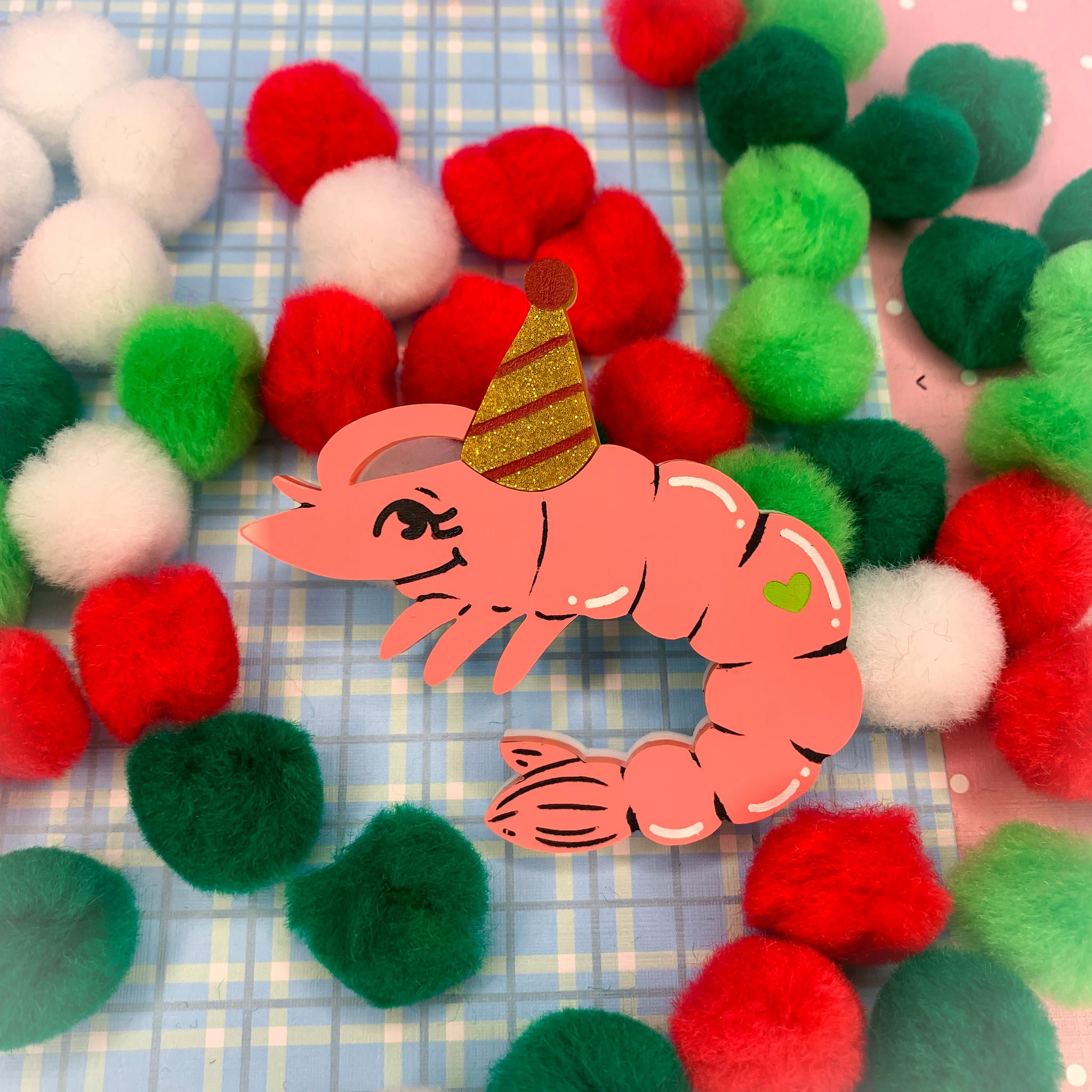 Party Prawn Prancer - deluxe brooch Special edition