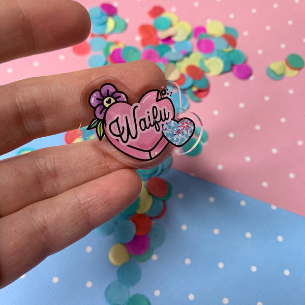 Waifu! - Laser Cut Illustrated Acrylic Brooch