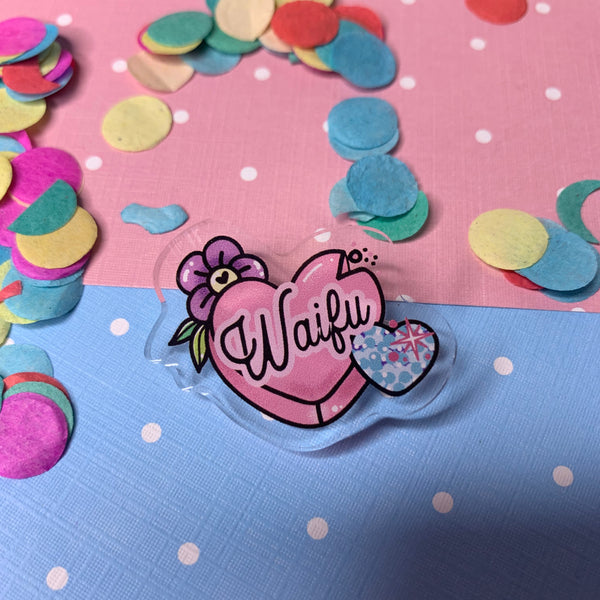 Waifu! - Laser Cut Illustrated Acrylic Brooch