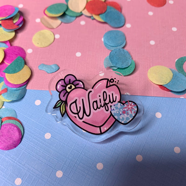 Waifu! - Laser Cut Illustrated Acrylic Brooch