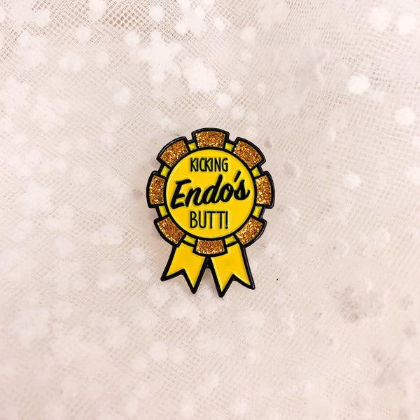 Kicking Endo's butt! , Endometriosis Lapel pin, soft enamel pin, fish glitter pin