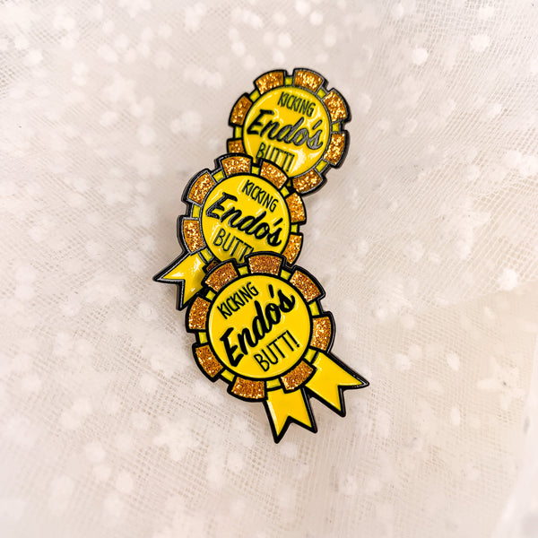 Kicking Endo's butt! , Endometriosis Lapel pin, soft enamel pin, fish glitter pin