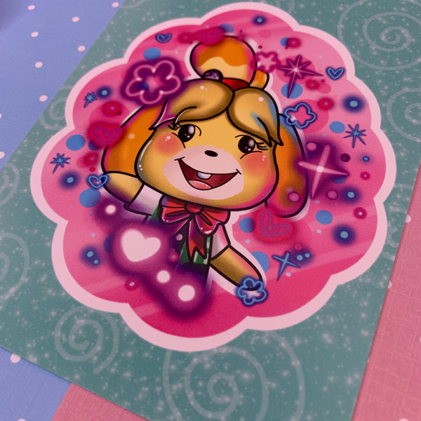 Isabelle at your service! : Postcard mini print studio animal crossing