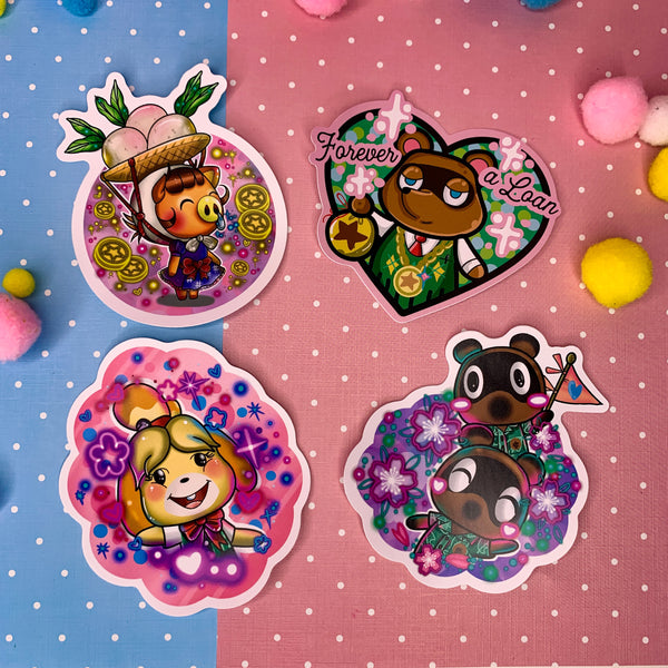 Animal Crossing sticker pack x  4 vinyl stickers