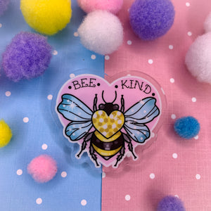 Bee Kind - Laser Cut Illustrated Acrylic Brooch