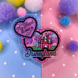 My heart belongs in disneyland! - Laser Cut Illustrated Acrylic Brooch