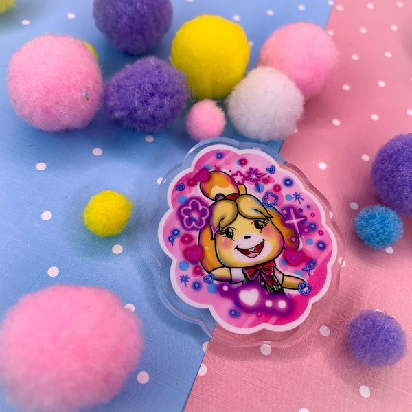 Isabelle at your service! - Laser Cut Illustrated Acrylic Brooch animal crossing