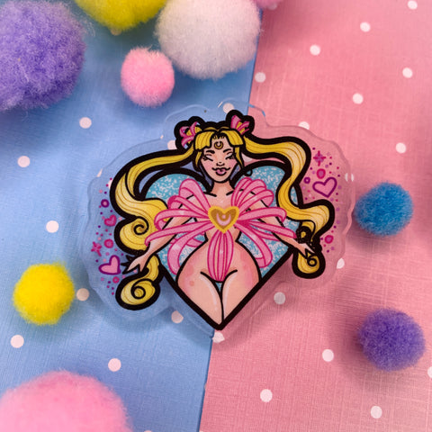 Cosmic Moon Power! - Laser Cut Illustrated Acrylic Brooch sailor moon