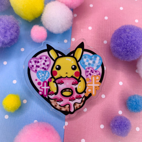 Pikachu! - Laser Cut Illustrated Acrylic Brooch -  pokemon