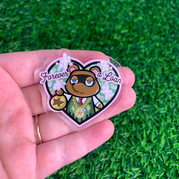 Forever a loan! Tom nooks animal crossing - Laser Cut Illustrated Acrylic Brooch - animal crossing