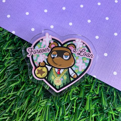 Forever a loan! Tom nooks animal crossing - Laser Cut Illustrated Acrylic Brooch - animal crossing