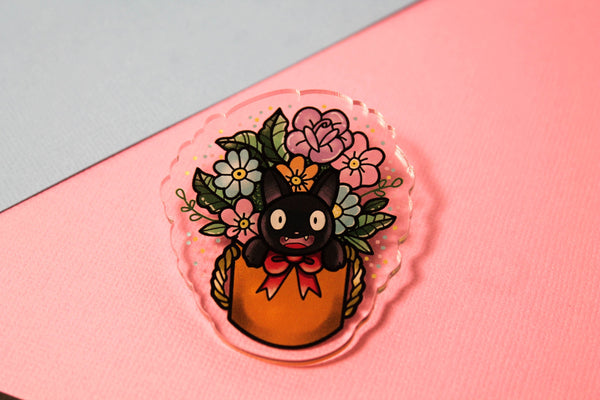 Jiji come out! - Laser Cut Illustrated Acrylic Brooch  studio ghibli