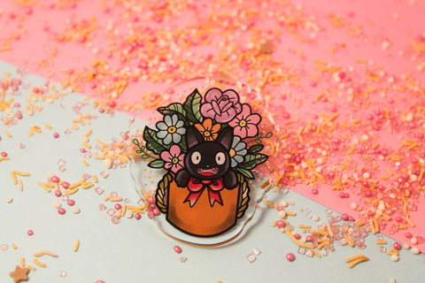 Jiji come out! - Laser Cut Illustrated Acrylic Brooch  studio ghibli