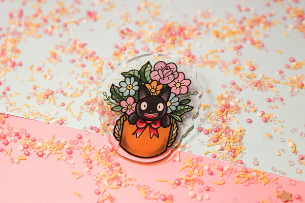 Jiji come out! - Laser Cut Illustrated Acrylic Brooch  studio ghibli