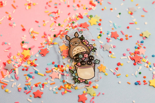 Totoro's soots collection! - Laser Cut Illustrated Acrylic Brooch