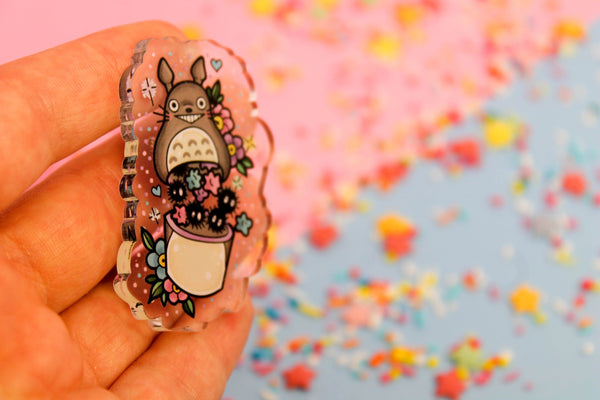 Totoro's soots collection! - Laser Cut Illustrated Acrylic Brooch