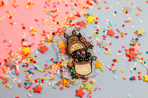 Totoro's soots collection! - Laser Cut Illustrated Acrylic Brooch