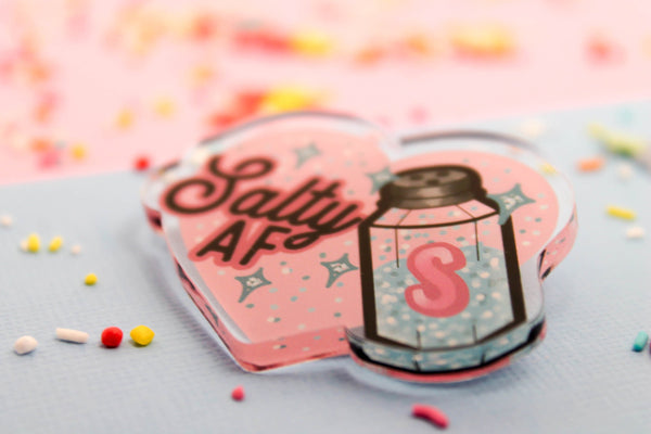 Salty AF!- Laser Cut Illustrated Acrylic Brooch -