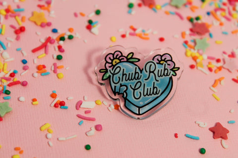 Chub Rub Club! - Laser Cut Illustrated Acrylic Brooch