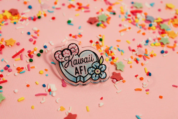 Kawaii AF! - Laser Cut Illustrated Acrylic Brooch