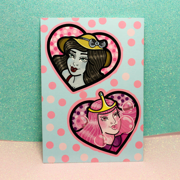 PB & Marcie! : Postcard mini print princess bubblegum adventure time marceline