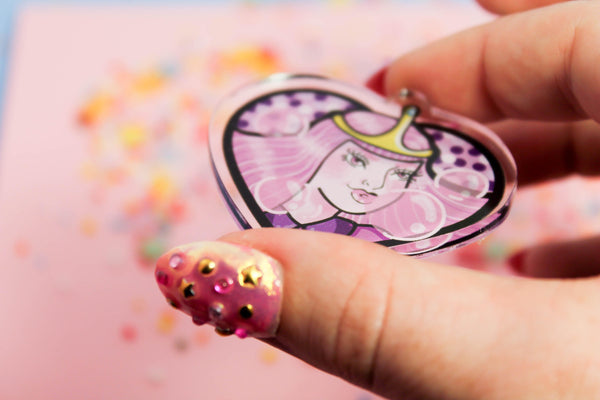 Princess Bubblegum! - Laser Cut Illustrated Acrylic Brooch -