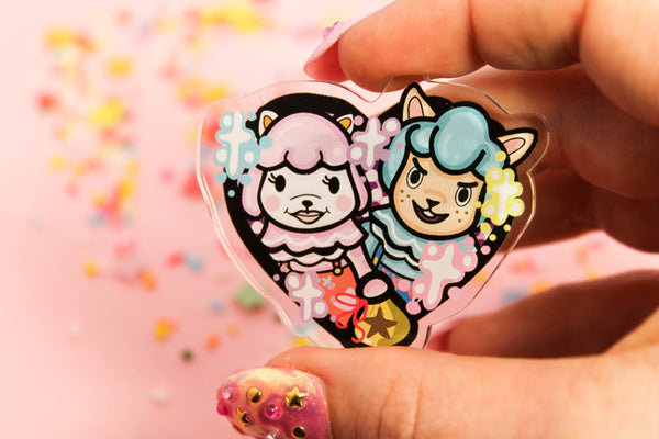 Re-tail Cuties! - Laser Cut Illustrated Acrylic Brooch - animal crossing