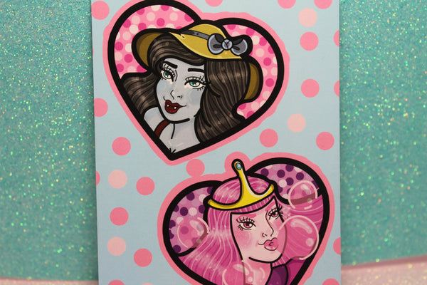 PB & Marcie! : Postcard mini print princess bubblegum adventure time marceline