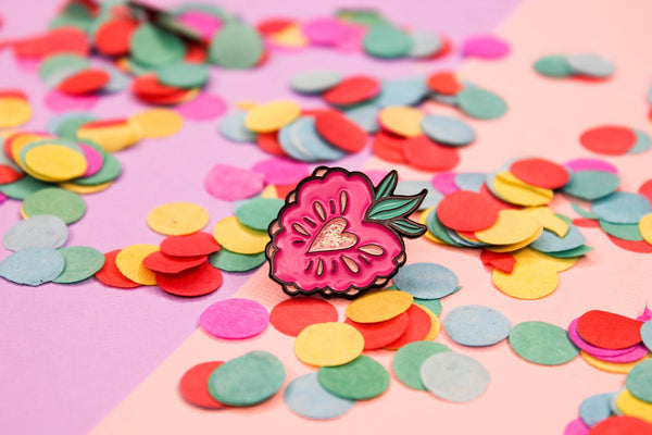 Strawberry Sparkle! , Lapel pin, soft enamel pin, fruit glitter pin