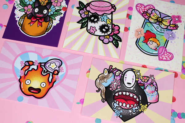 Studio Ghibli Pack! : Postcard mini print  tattoo art flash 5 postcard pack