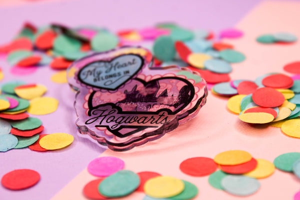 My heart belongs in Hogwarts! - Laser Cut Illustrated Acrylic Brooch