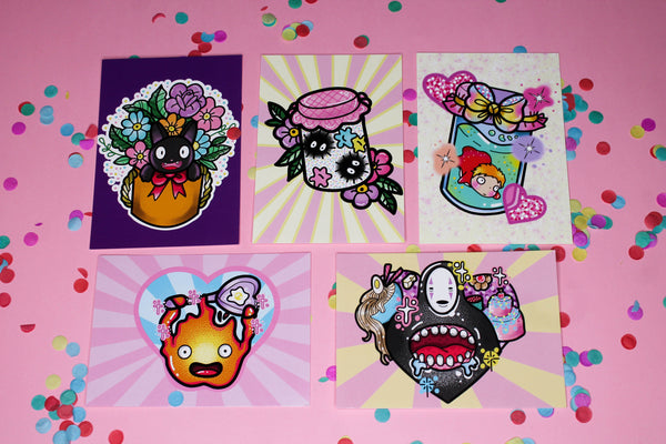 Studio Ghibli Pack! : Postcard mini print  tattoo art flash 5 postcard pack