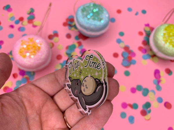 Nap Time!- Laser Cut Illustrated Acrylic Brooch - studio ghibli