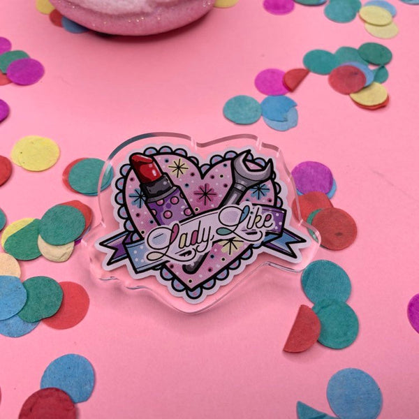 lady like!- Laser Cut Illustrated Acrylic Brooch -