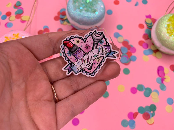 lady like!- Laser Cut Illustrated Acrylic Brooch -