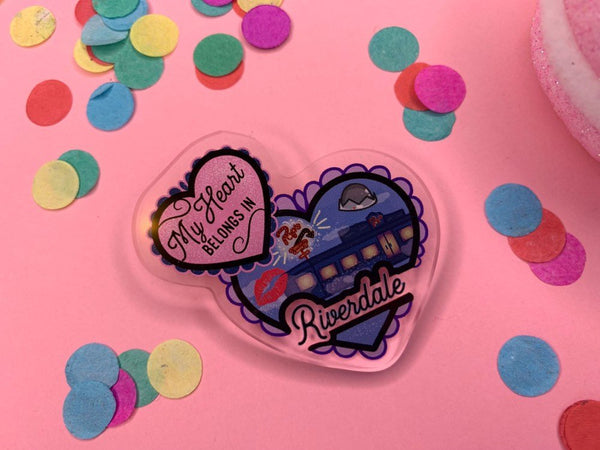 My heart belongs in riverdale! - Laser Cut Illustrated Acrylic Brooch